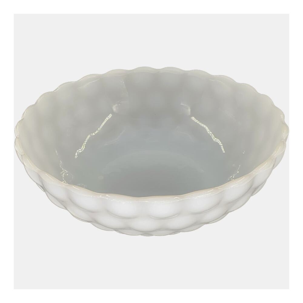Anchor Hocking Milk Glass Bowl Bubble Pattern White Serving 3 Cup Vintage